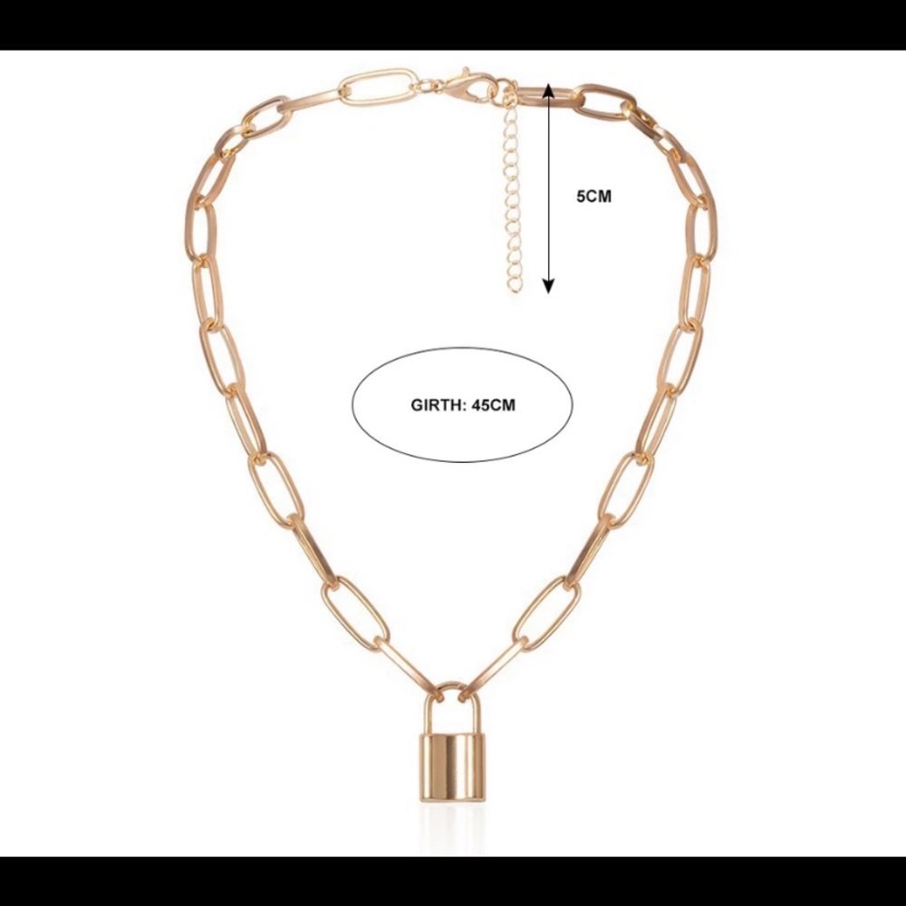 Golden lock chain necklace - Picture 5 of 5